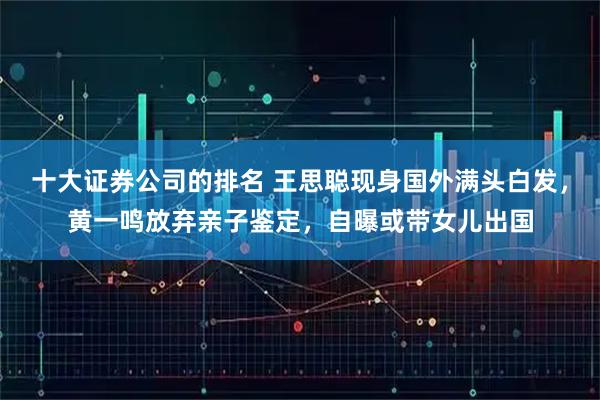 十大证券公司的排名 王思聪现身国外满头白发，黄一鸣放弃亲子鉴定，自曝或带女儿出国